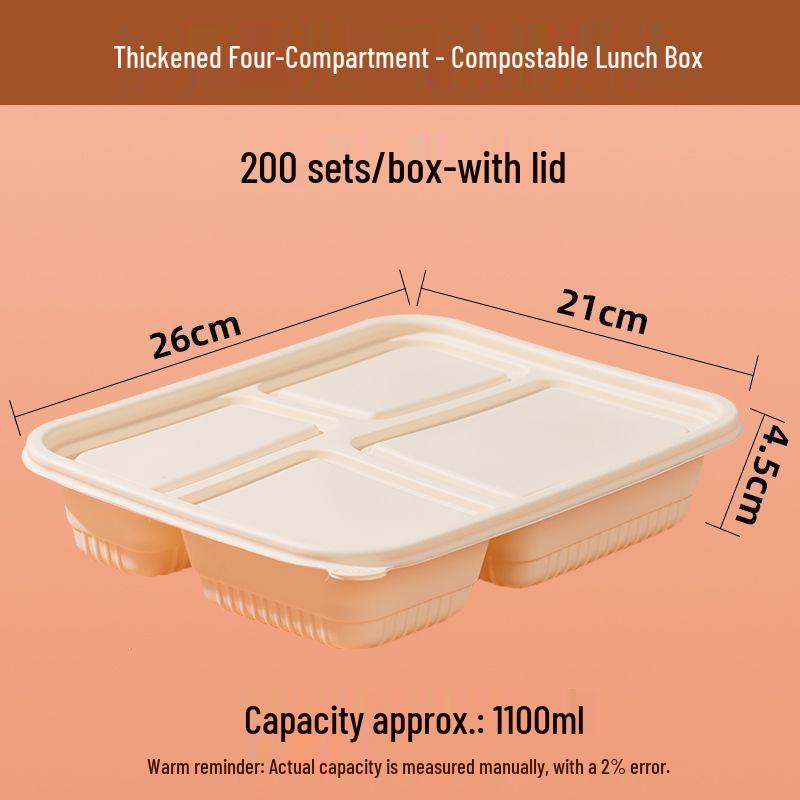 Thickened Disposable Bento Box with Five Compartments