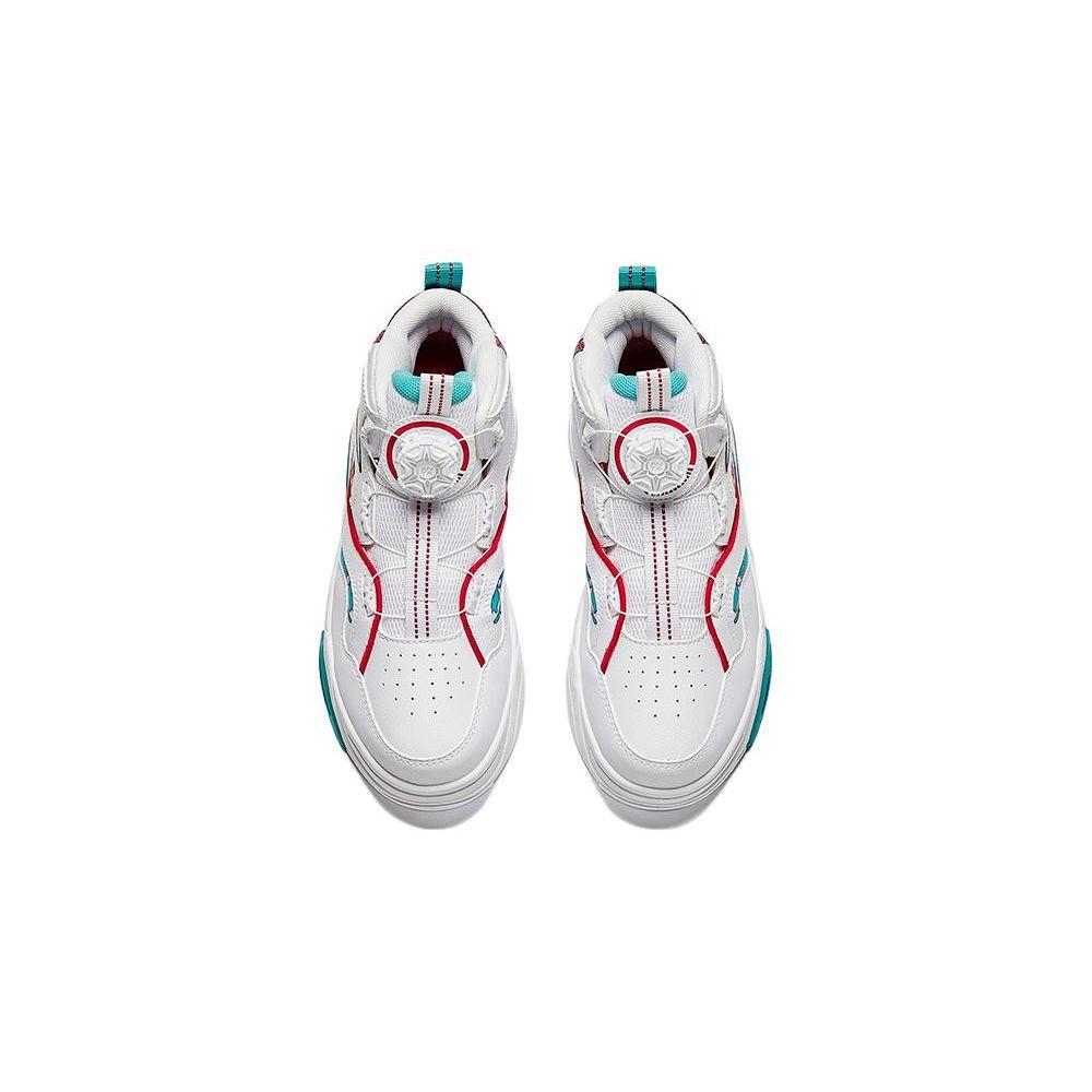 Anta Kids Non-Slip Shock Absorbing Wear-Resistant Breathable High-Top Skate Shoes Kids Skate Shoes White Green 312318008H-5