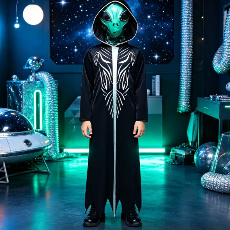 Costume da Ombra Aliena per Bambini con Design Stampato per Halloween e Spettacoli Teatrali