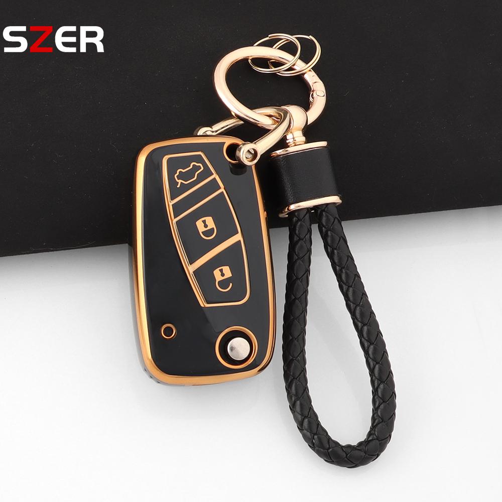 Tpu Car Key Case Cover For Fiat Panda Stilo Punto Doblo Grande Bravo 500 Ducato Minibus Folding Keychain Interior Accessories