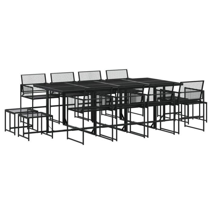 VidaXL 13 Pcs Garden Dining Set Black Wicker 3295055