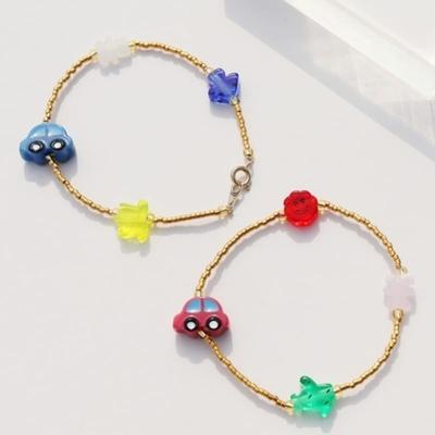 BONBEAU Einzigartige und lustige Anhänger Goldperlen Armband Farb-Motiv-Anhänger Goldperlenarmband (Bandtyp, Ringtyp)