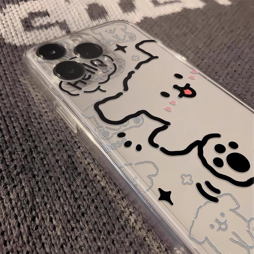 Transparent for IPhone 15 for IPhone16 Cartoon Line Dog 13 for Apple 11 Protective Cover Space Soft Case