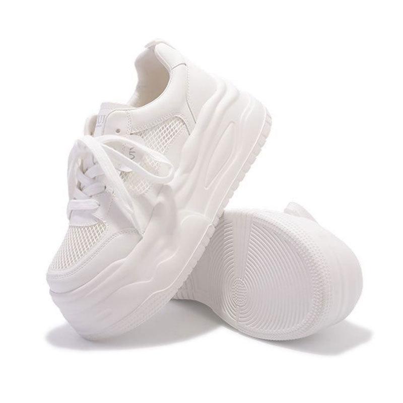 Platform Shoes Heighten Little White Shoes Women's 2025 New Summer Light and Breathable Mesh Is Not Tired Feet Casual Sports Shoes