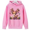 2025 Popular Christmas Casual Round Neck Reindeer Print Children's Hoodie, Long Sleeved Girls' Sportswear, Comfortable and Versatile Top