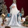 Statua di Ded Moroz Blu Argento 40cm, Bambola Decorazione Tavolo Capodanno Russo Natale