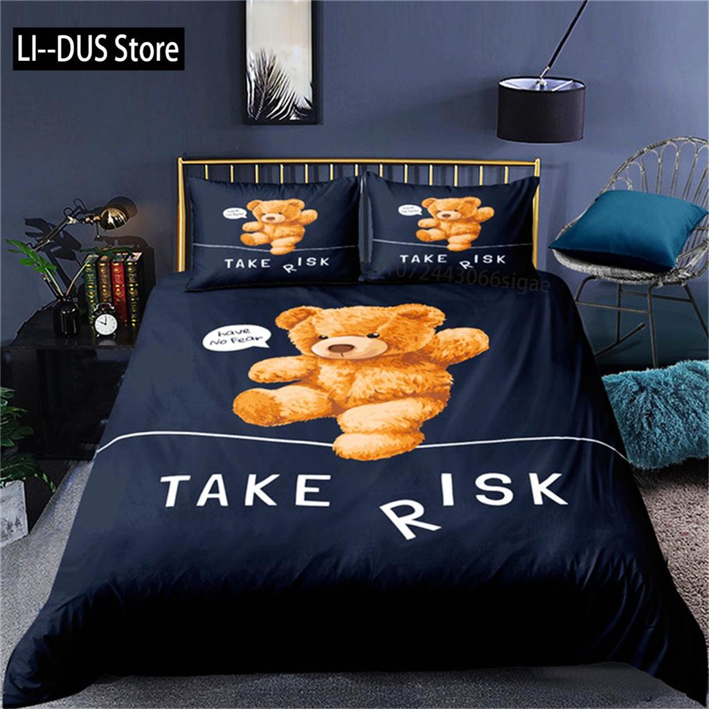 Duvet Cover 3D Printed Cute Teddy Bear Bedding Set And Pillowcase Cartoon Quilt Cover Home Teen Boy Girl Gift Bedroom Decor