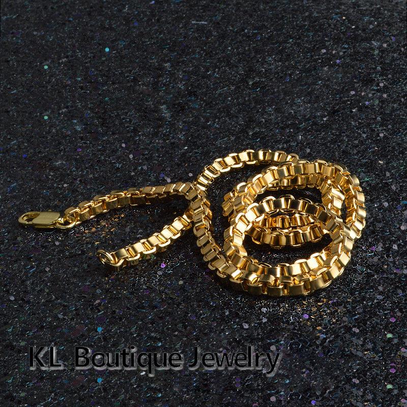 Rope Chain Box Necklace Stainless Steel Chains Link Necklaces Pendant Jewelry 4MM