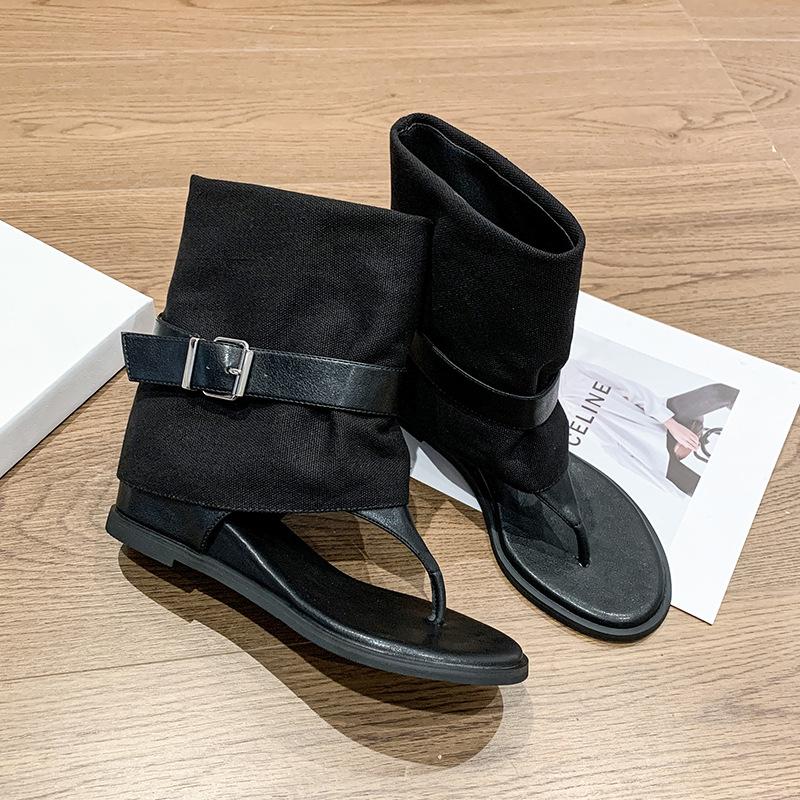 

[Фанфна] Модные Spice Girl Круглый носок Пряжка Ремень Носить Средняя голень Крутые ботинки Женские ботинки-трубы Два способа ношения Крутые ботинки Женские 40 чёрный