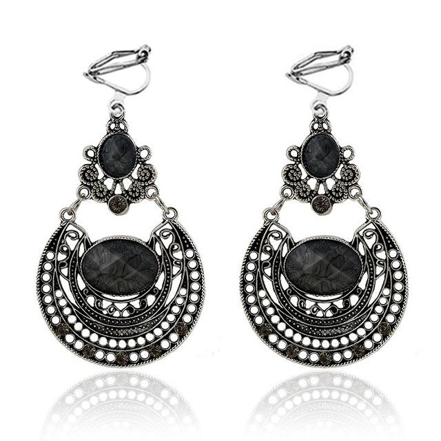 

Металлические винтажные серьги-клипсы, модные украшения, индийские резные серьги в стиле бохо без проколов для женщин Oorbellen