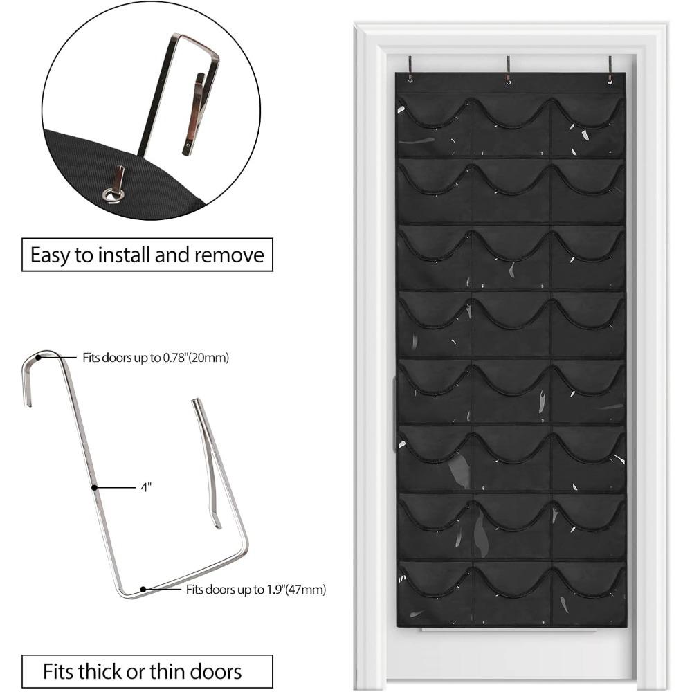 Dofilachy Hat Organizer Racks for Baseball Caps, Visible Hat Holder Rack for Wall Door with 3 Hooks, 24 Deep Pockets
