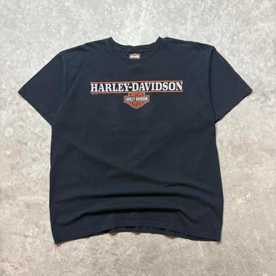 Harley Davidson czarno-pomarańczowa koszulka streetwear #styl motocyklisty Koszulka unisex