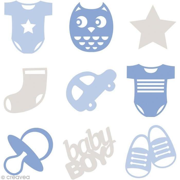 Set de Mini Silhouettes en Feutrine - ARTEMIO - Bébé Garçon - 45 pcs - Bleu et Gris