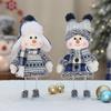 Blue Fabric Snowman Doll - Christmas Tree Ornaments and Scene Decorations