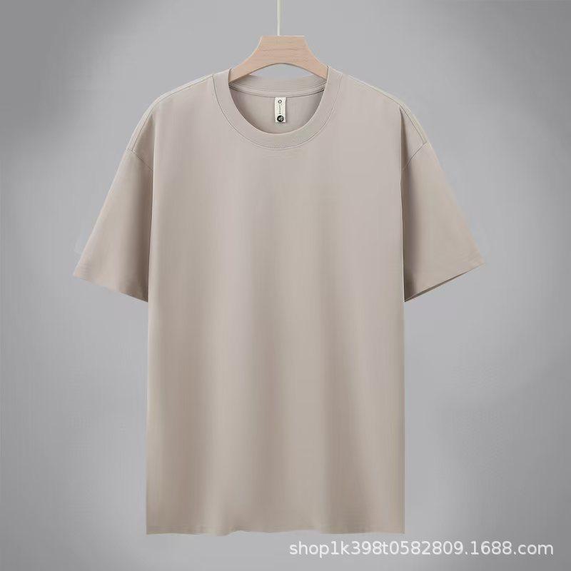 G New Solona Ice Silk Cool T-Shirt Men's and Women's Short Sleeve Solid Color T-Shirt Breathable Crew Neck Print Advertising Shirt
