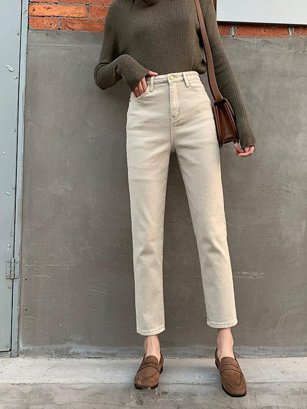 2025 Women's High Waist Summer Slimming Straight Leg Cropped Jeans