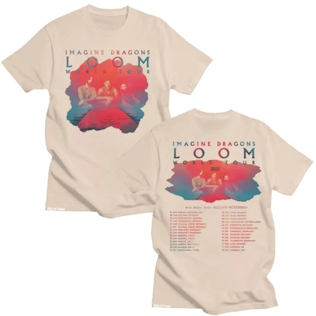 Imagine Dragons Band Loom Tour 2025 New TShirts Men Women Fashion Hip Hop Retro T-shirt Cotton Loose Short Sleeve Aesthetic Tops