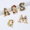 Vintage  Letter A D G S M Enamel Imitation Pearls Brooches Women Baroque Alphabet Initial Pins Wedding Jewelry