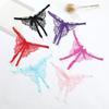 Open Crotch Lace Embroidered Panties Butterfly Bowknot T-Pants Lingerie Sexy Mesh Thongs  Girl