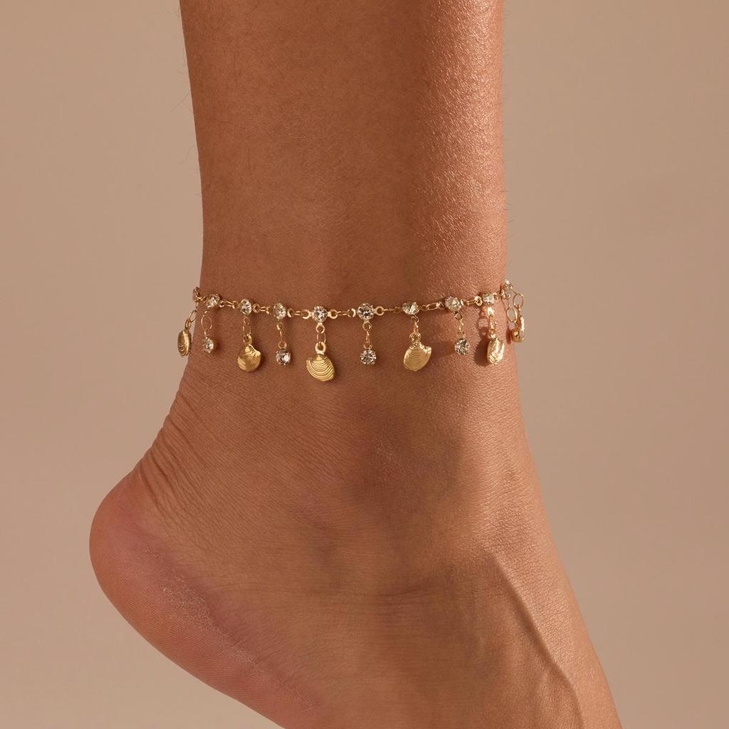 Boho Hviezdica Mušľa Korálkový Anklet - Letné Plážové Šperky