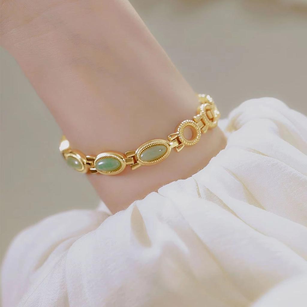 Women's Watch Ladies Bracelet Luxury Brand Waterproof Retro Natural Dongling Stone an Jade Advanced Chain Watches Gift
