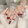Autumn, Winter and New Year's Wear Finished Nail Art Handmade Nail Art Lace Bow Red Love Fake Nail Patch Nail Patch U63