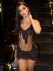 Sexy Lace Patchwork Spaghetti Strap Halter Dress - European & American Style, Slimming, See-through, Pure Color, Short Party Dress.