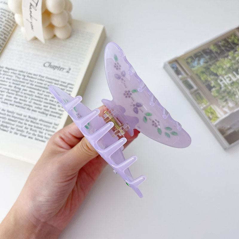 Chic Korean Inspired Large Hair Clip Featuring Jelly Blue Color And Leaf Accents For Women