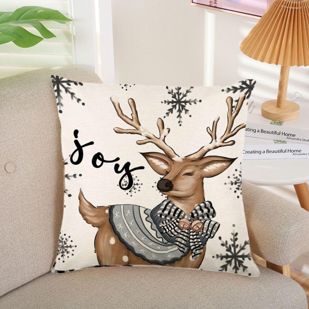 

Elk Pattern Christmas Cushion Cover 45cm Pillowcase Comfortable Pillow Cover Christmas