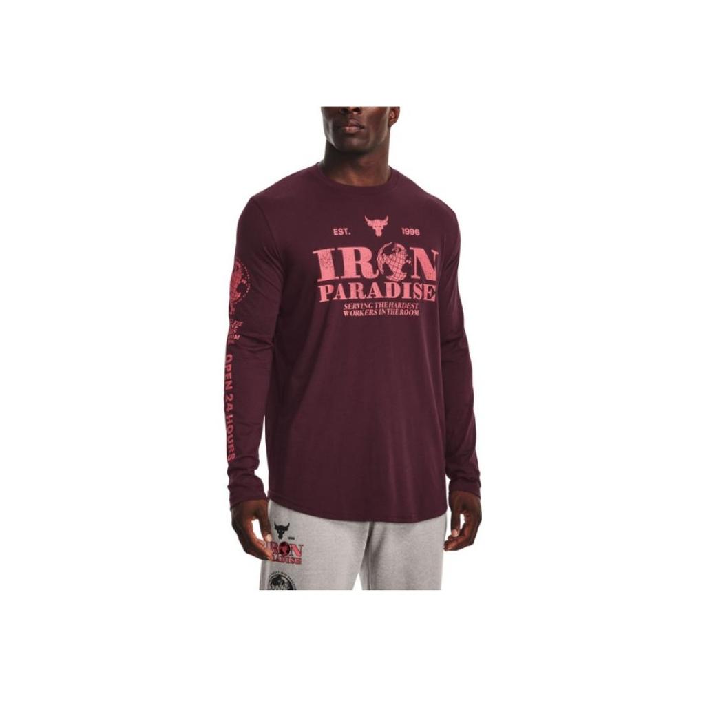 Under Armour FW22 Logo Print Round Neck T-Shirt Men Tops Burgundy 1373762-600