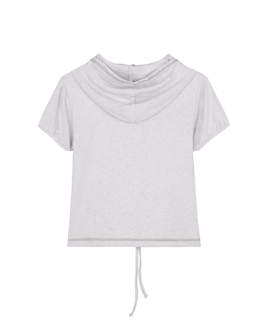 ODDSTUDIO Puff Cover Stitch Crop Hoodie - Gray Melange