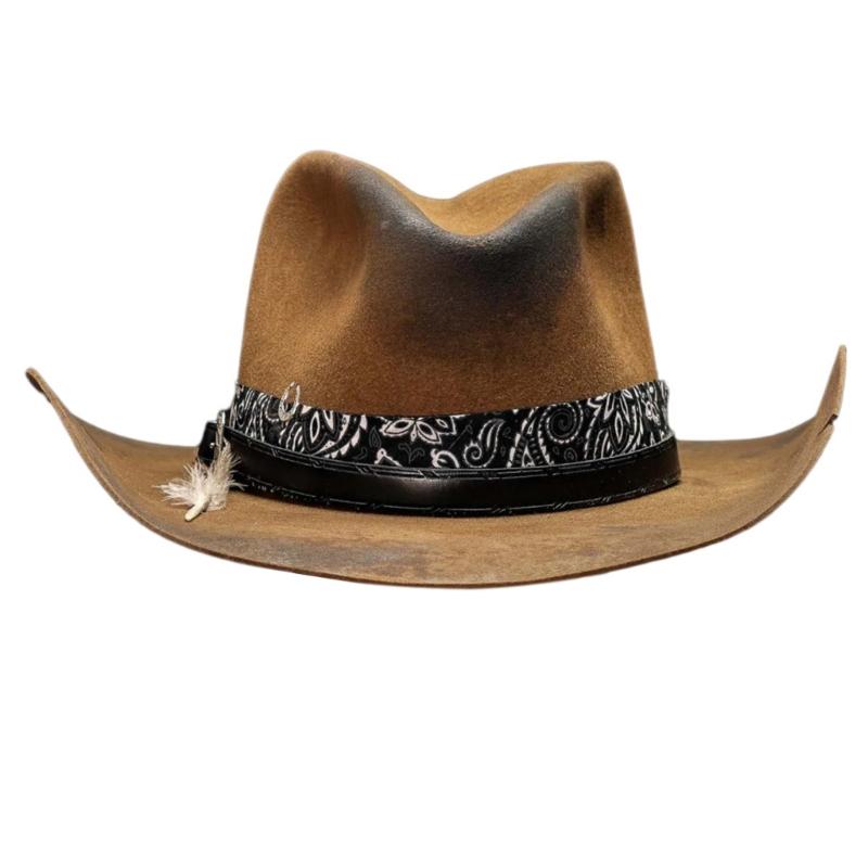 

Distress Panamas Hat PU Belt Cowboy Hat Unisex Theme Party Costume Fedoras Hats 1 верблюд