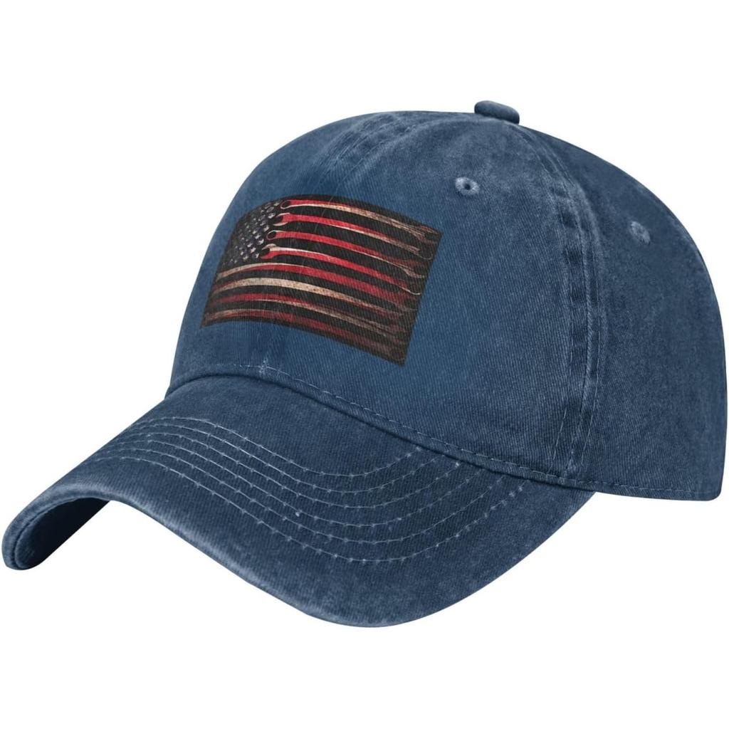 Distressed American Flag Baseball Cap Washed Cotton Dad Hat Adjustable Unisex Outdoor Sports Cap