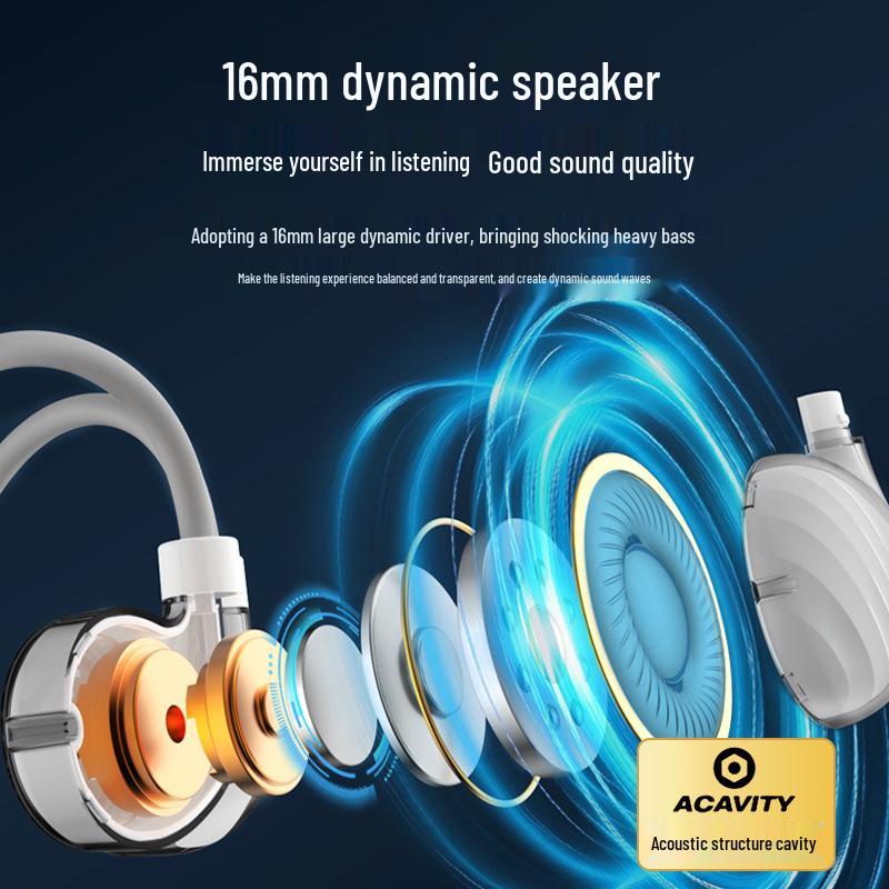 V6 Bone Conduction Wireless Bluetooth In-Ear Headphones - Open Ear Hook Style for Secure Fit During Sports Activities