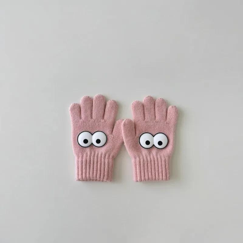 3-7Y Autumn Winter Children's Funny Gloves Autumn Winter Boys and Girls' Fingered Warm Knitted Woolen Five Finger Baby Gloves