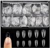 500Pcs Medium Almond Fake Nail Tips Full Cover Clear Acrylic Nails, Press On False Nail with Case for Salons and DIY Nail Art, 10 Sizes (Clear)