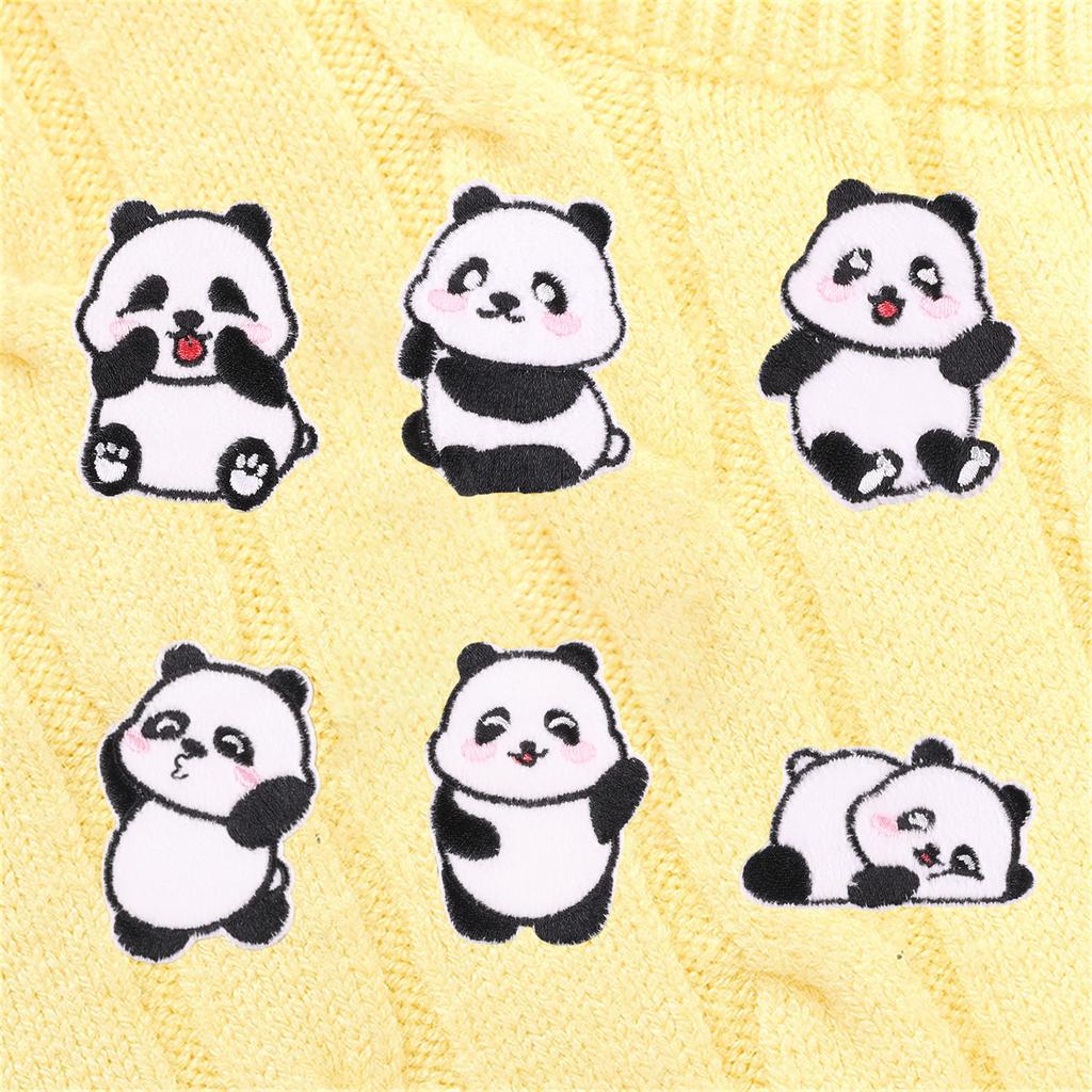 6pcs Panda Patch Selfadhesive Badges Patch Sticker No Sewing For Clothing Hat Accessories Decoration For Craft Lovers