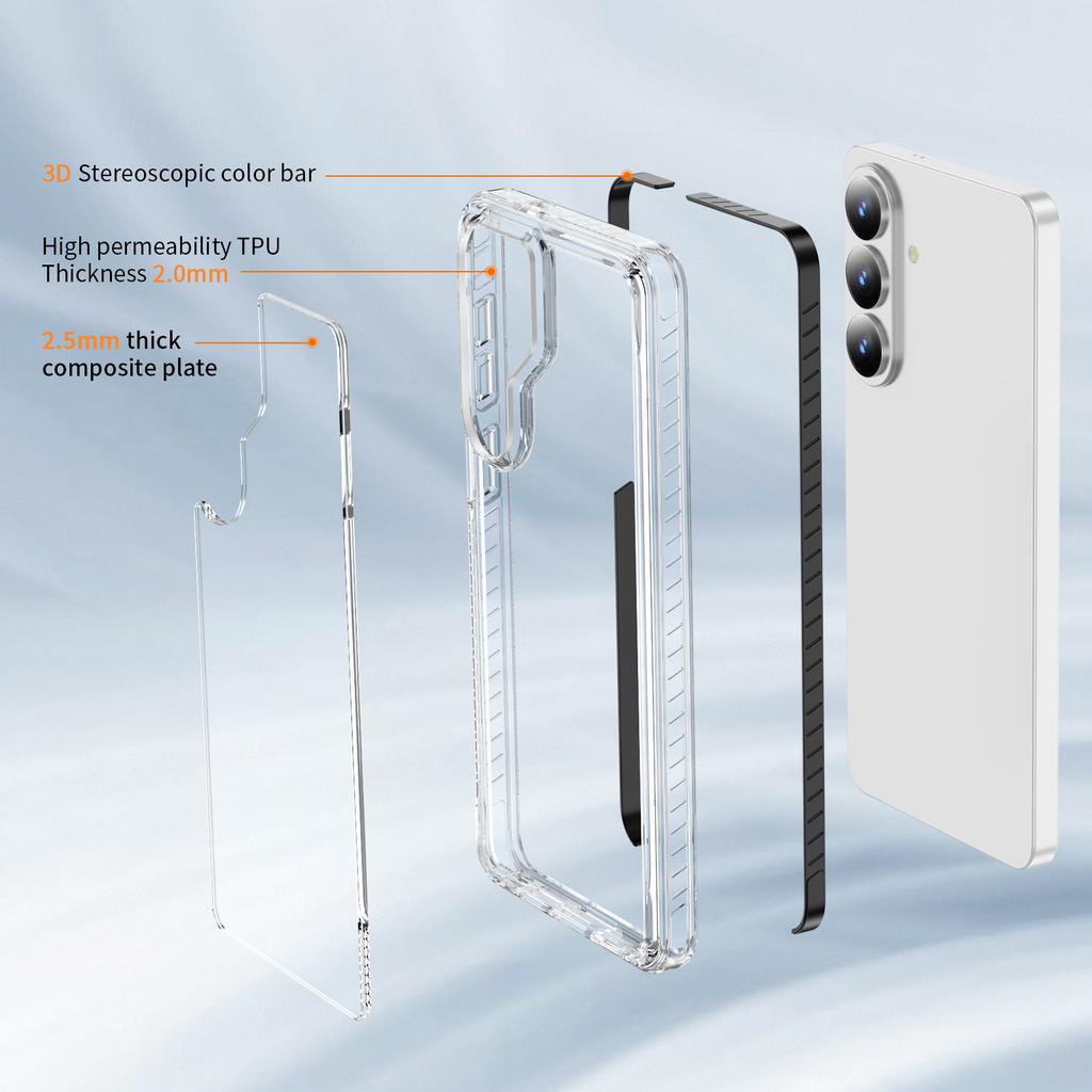 Anti Yellowing Clear Case With 3D Color Strip Airbag Shockproof Raised Lens Protection For Samsung Galaxy S26 S25 S24 S23 Series
