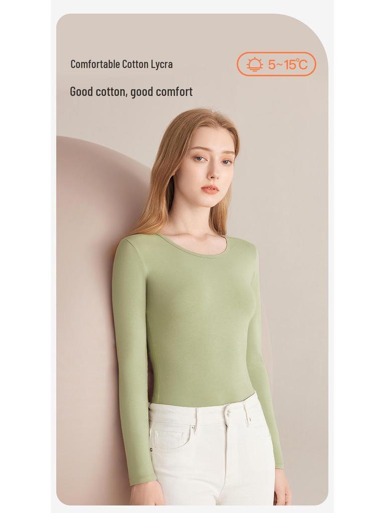 Damen 5A Antibakterielles Xinjiang Baumwoll Thermo-Unterwäsche Set - Dünn, Reine Baumwolle, Milbenschutz, Herbst/Winter, Oberteil & Hose.