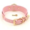 Heart Choker Collar with Padlock and PU Leather Ring, (Pink & Gold)