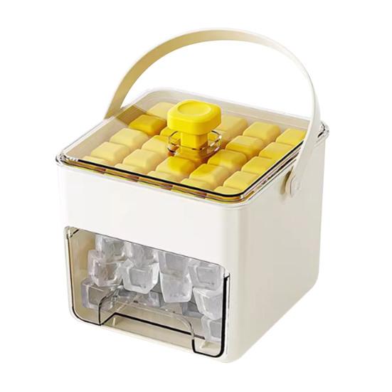 Large Capacity Ice Cube Maker with Storage Bin Shovel 50 Cube Ice Container BPA-Free Easy-Press Ice Cube Tray for Home Camping Party