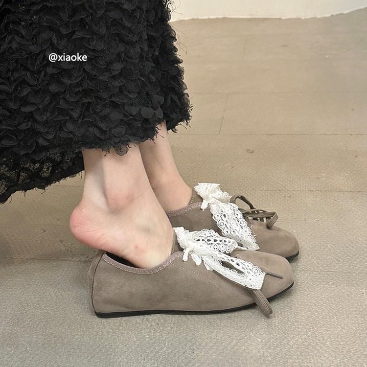Nisjedesignfølelse retro firkantet tå brune loafers enkeltsko dames vår ballettstil innvendig høydeøkning vår og høst plattformsko
