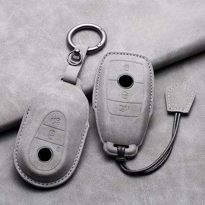 Leather Car Key Case Cover Fob for Mercedes Benz A C E S G Class GLC CLE CLA W177 W205 W213 W222 X167 AMG Keychain Accessories