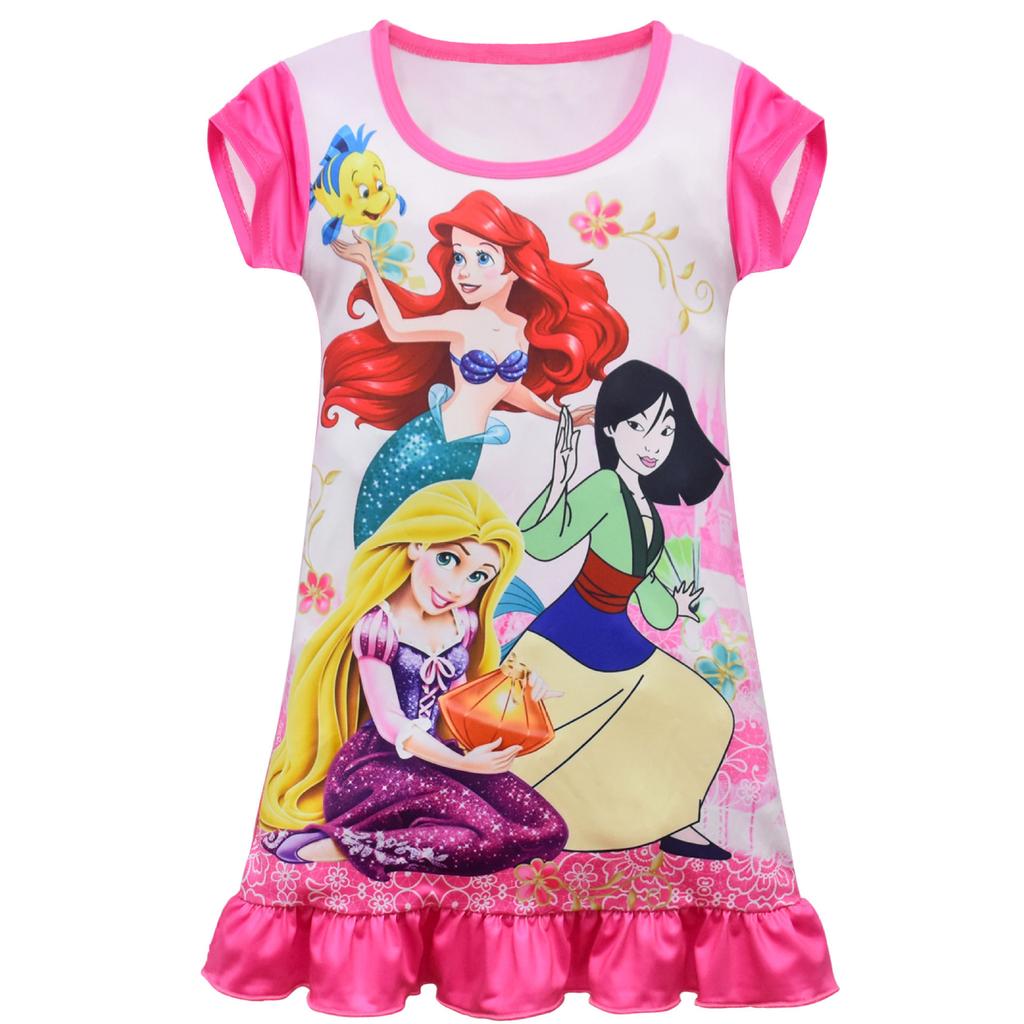 Girls Skirt, Princess Cartoon Digital Printing Princess Skirt, Children'S Short-Sleeved Loungewear, Pajama Skirt 3137