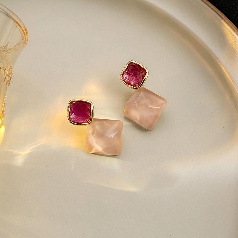 Rosa Grün Acryl frauen Baumeln Ohrringe Candy Farbe Süße Sommer Heiße Mode Transluzenten Quadrat Anhänger Hängen Ohrringe