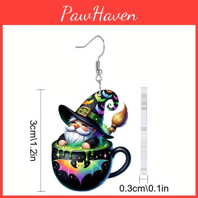 Halloween Themen Teetasse Zauberer Muster Damen Acryl Ohrringe Für Feiertagsverkleidung