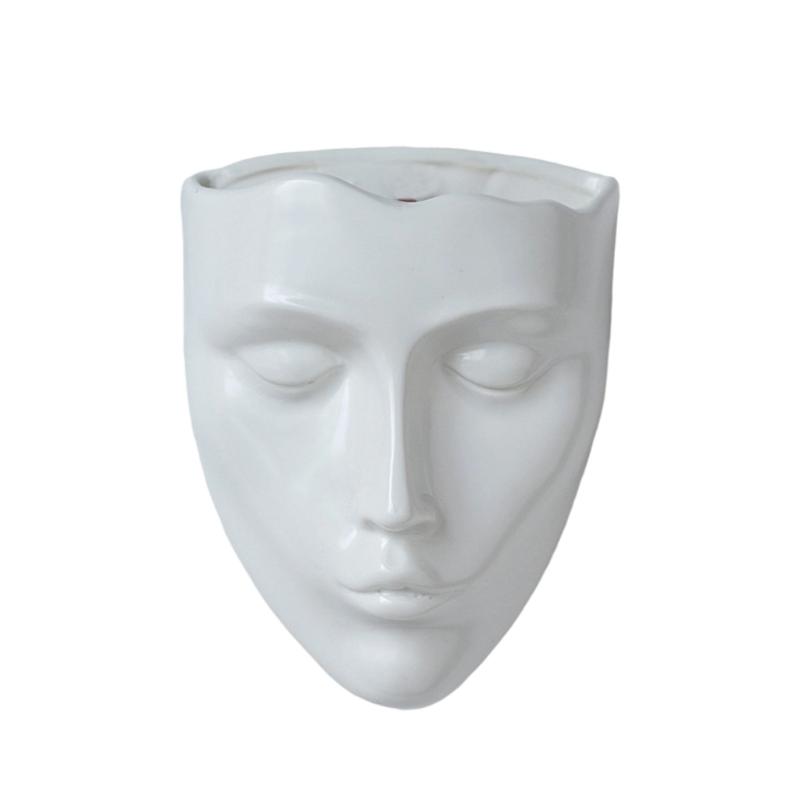 

Decorationative Ceramic Face Flower Pot Hanging Planter For Living Room Bedroom Balcony Garden Wall Decoration білий