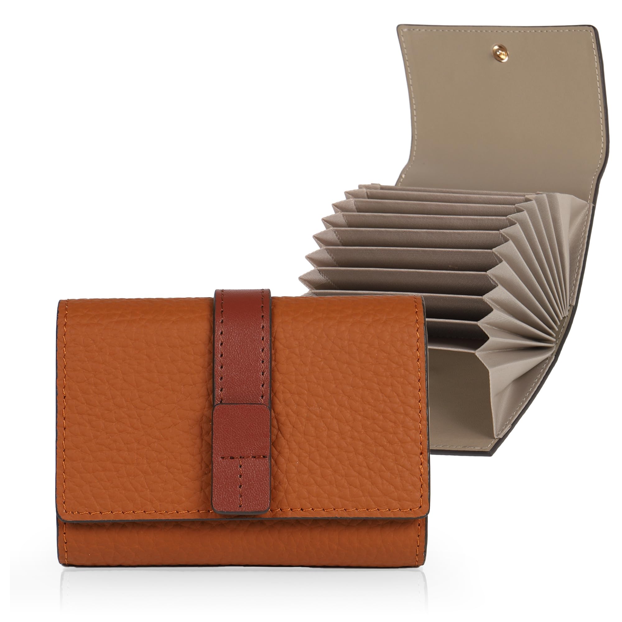 

LASIEM [Выбор из 12 цветов и двухцветных вариантов] Женский картхолдер с защитой от скимминга, Закрытие-гармошка, Большая вместимость, Натуральная кожа,