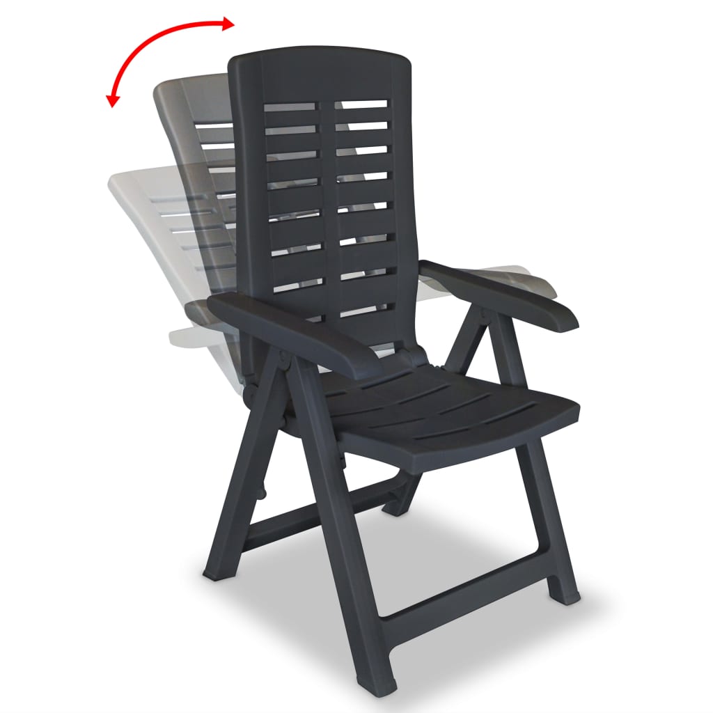 Vidaxl Folding Garden Chairs, 4 Pcs, Plastic, Anthracite