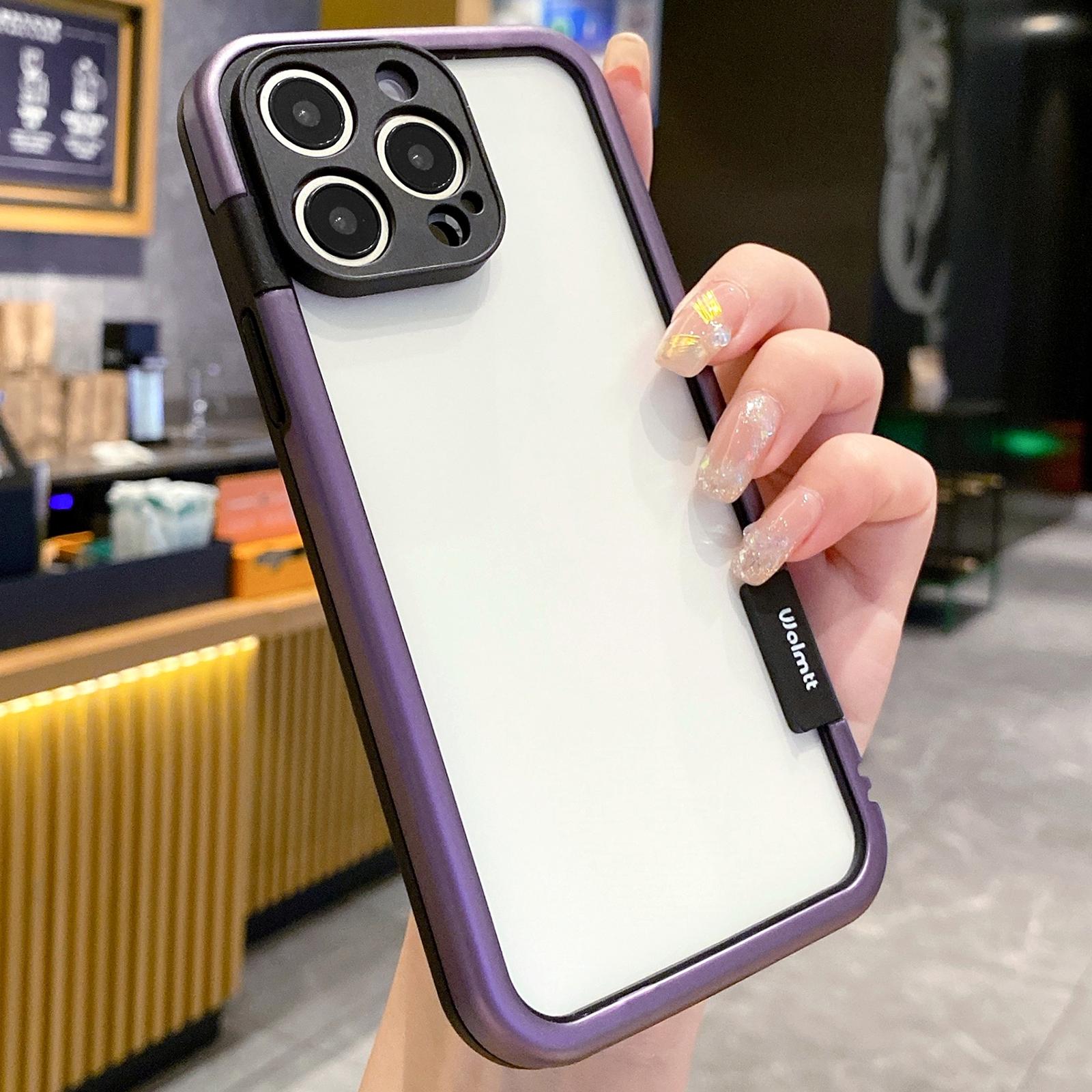 

WOLMTT Чехол для iPhone 15 Pro Max Цветная рамка Мягкий ТПУ Прозрачный чехол для телефона Purple